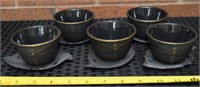 Teavana iron Dragonfly tea Cups & leaf saucers