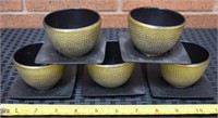 Teavana iron gold & black tea Cups & Saucers
