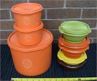 Vintage Tupperware lot including canisters