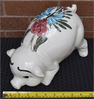 Vtg handpainted ceramic large piggy coin bank
