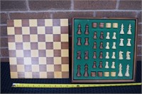 12" Square Chess / Checkers board with pieces