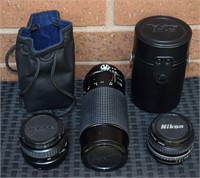 Nikon lenses: Tokina 80-200mm 28mm 50mm
