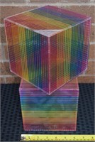 2 - 6" Cubed Rainbow pattern acrylic art cubes