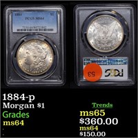 1884-p Morgan $1 Graded ms64