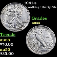 1941-s Walking Liberty 50c Grades Choice AU