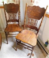 Pair of oak pressed back chairs, Weberg Furniture