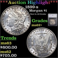*Highlight* 1899-s Morgan $1 Graded ms62+