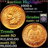 *Highlight* 1909-s Indian 1c Graded Gem+ Unc RD