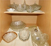 Collection of nice clear pattern glass: covered
