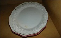 Pair of Large platters: white with embossed fruit