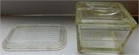 Glasbake square refrigerator dish w/ lid, 3.5"h -