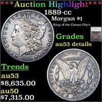 *Highlight* 1889-cc Morgan $1 Graded au53 details
