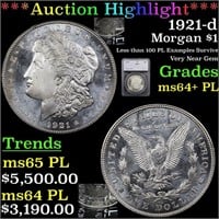 *Highlight* 1921-d Morgan $1 Graded ms64+ PL