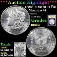 *Highlight* 1883-s vam 9 R5 Morgan $1 Graded Selec