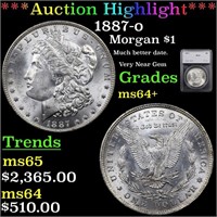 *Highlight* 1887-o Morgan $1 Graded ms64+