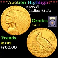 *Highlight* 1925-d Indian $2 1/2 Graded Select Unc