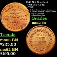 1863 Not One Cent F-NY-630-AE-1a cwt Grades Select