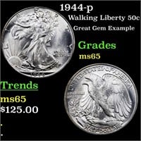 1944-p Walking Liberty 50c Grades GEM Unc