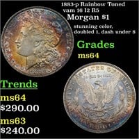 1883-p Rainbow Toned vam 16 I2 R5 Morgan $1 Grades