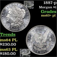 1887-p Morgan $1 Grades Select Unc+ PL