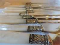 English Silver Plate Dinner Knives Mother of Pearl