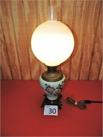 Victorian Flowered Oil Lamp