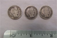 3 US Silber Barber Dimes 1912-1914-1916