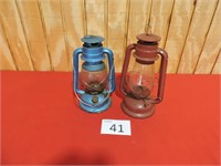 Two Antique Kerosine Camping Lanterns