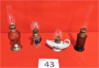 Four Antique Oil Lamps
