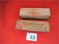 Two Antique Dovetail Wooden Cream Cheese Boxes