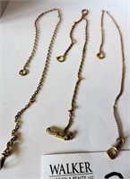 Three Antique Gold Tone Watch Chains