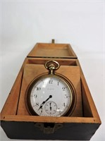 Elgin Pocket Watch with Wood Case