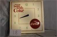 COCA COLA LIGHTED CLOCK MISSING HOUR HAND