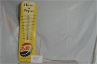 1957 YELLOW PEPSI THERMOMETER, 7X27