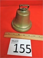ANTIQUE BRASS COW BELL COLONIAL 1832-1918