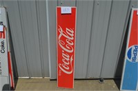 COCA COLA DBLE SIDED METAL SIGN, 10X48