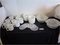 Large Lot of White Glassbake Dishes
