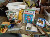 Wood Stool, Puzzles, Hamper, JD Thermometer