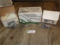JD 100 year Plow, 730 & Model 60  Pewter Tractors