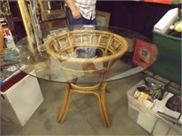 Bamboo Base Round Glass top Table