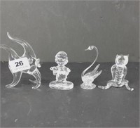 Four Blown Glass Figurines