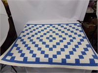 Blue Square Geometric Quilt 35x46 (see desc)