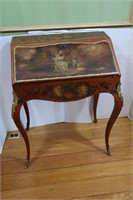 Antique Painted Ladies Writing Desk-29"Wx18"Dx36"H