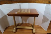 Wood Inlay Checkerboard Table-30"x19"x29"H