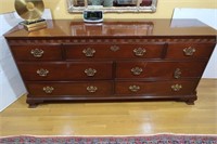 Double Dresser w/Inlay&7 Drawers-7 1/2"Wx19"Dx32'H