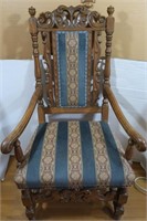 Carved Back, Padded Arm Chair-25"Wx21"Dx48"H