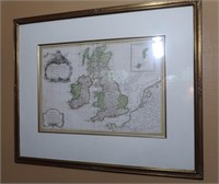 Vintage Framed Map of the British Isles-22x27"