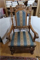 Carved, Back Padded Arm Chair