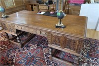 Feudel Oak Carved Desk-77x36x31"