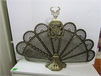 Ornate Folding Brass Fireplace Screen